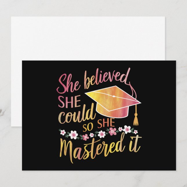 She Believed She Could So She Mastered It Grad Holiday Card (Front/Back)