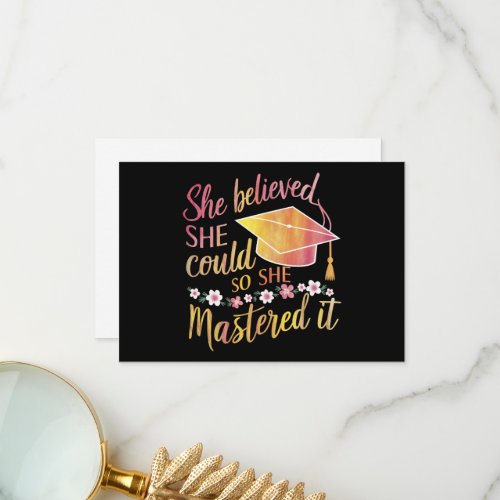 She Believed She Could So She Mastered It Grad Thank You Card