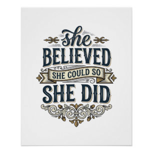 She Believed She Did Vintage Motivation Shirt_1 Poster
