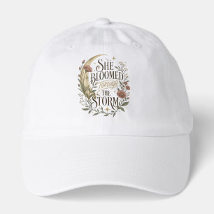 She Bloomed Through The Storm Floral Moon Inspirat Hat
