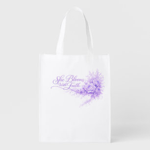 She blooms with faith Reusable Grocery Bag