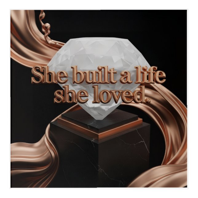 "She Built a Life" Motivational Canvas: Luxe Rose  Acrylic Print (Front)