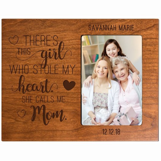 She Calls Me Mom 8"x10" Cherry Wood Picture Frame (Front)