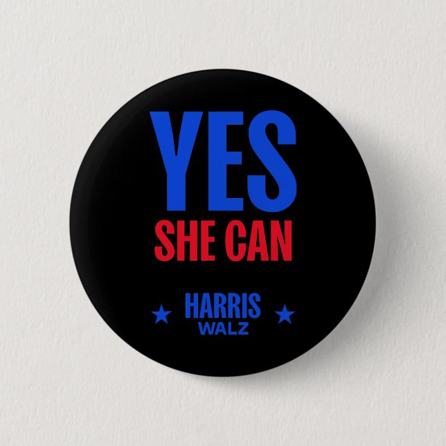 She Can 2024 Election President Kamala Harris 1  Button (Front)