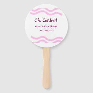 She Catch it pink spiral watercolor lines bridal Hand Fan