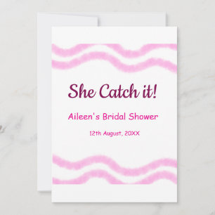 She Catch it pink spiral watercolor lines bridal  Invitation
