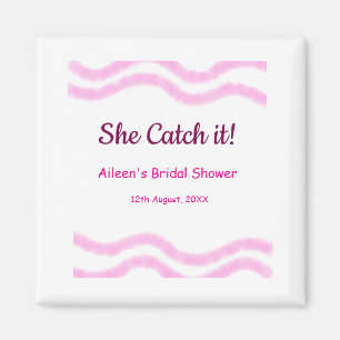 She Catch it pink spiral watercolor lines bridal Magnet