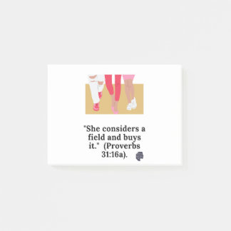 She considers a field and buys it. (Proverbs 3116a Post-it Notes