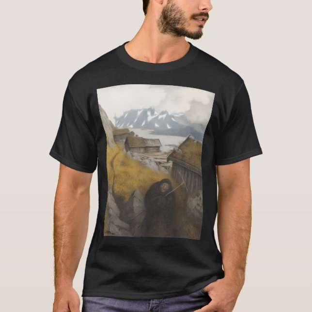 She Covers The Whole Country By Theodor Kittelsen T-Shirt (Front)