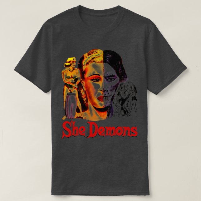 She Demons 50s Cult Horror Movie T-Shirt (Design Front)