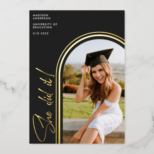 She Did It Arch  Photo Graduation Announcement