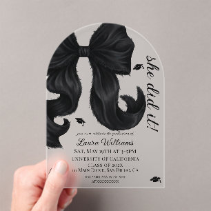 She Did It Bow Graduation Acrylic Invitations