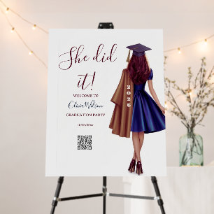 She Did It   Brown Bronze Graduation Welcome Sign