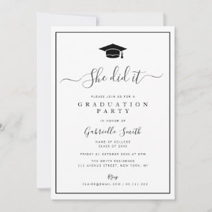 SHE DID IT! College Graduation Party Invitation