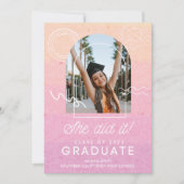 She Did It Colorful Photo Girl Graduation Invitation (Front)