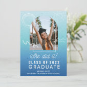 She Did It Colorful Photo Girl Graduation  Invitation (Standing Front)