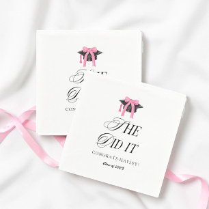 She Did It Coquette Girly Graduation Party Napkins