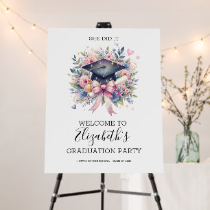 She Did It Coquette Graduation Party Welcome Sign 