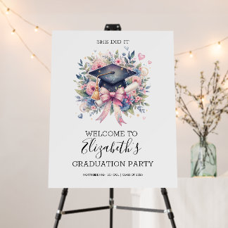 She Did It Coquette Graduation Party Welcome Sign 