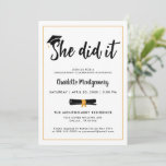 She Did It Grad Cap Tassel Graduation Party Photo  Invitation