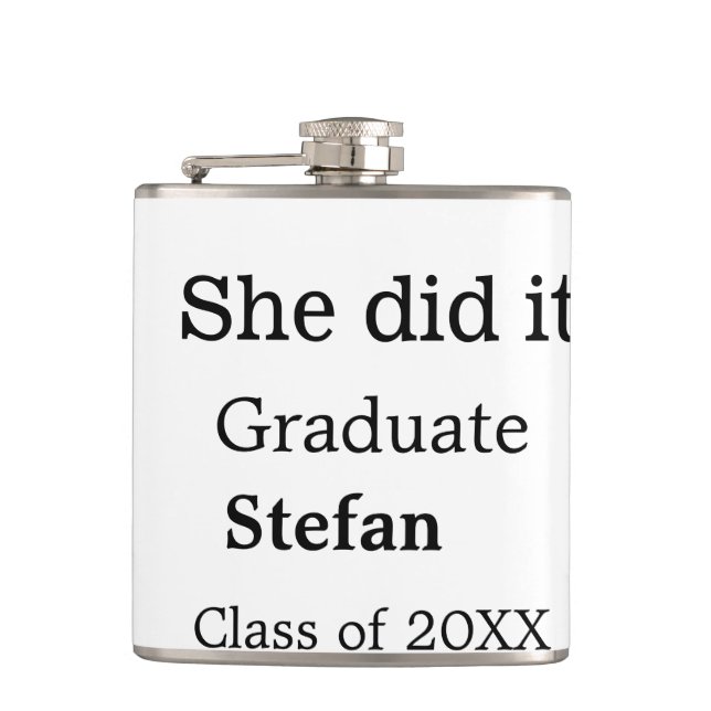 She did it graduate add name class of 20XX text Flask (Front)