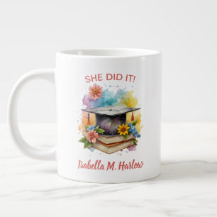 She Did It Graduate Name Giant Coffee Mug