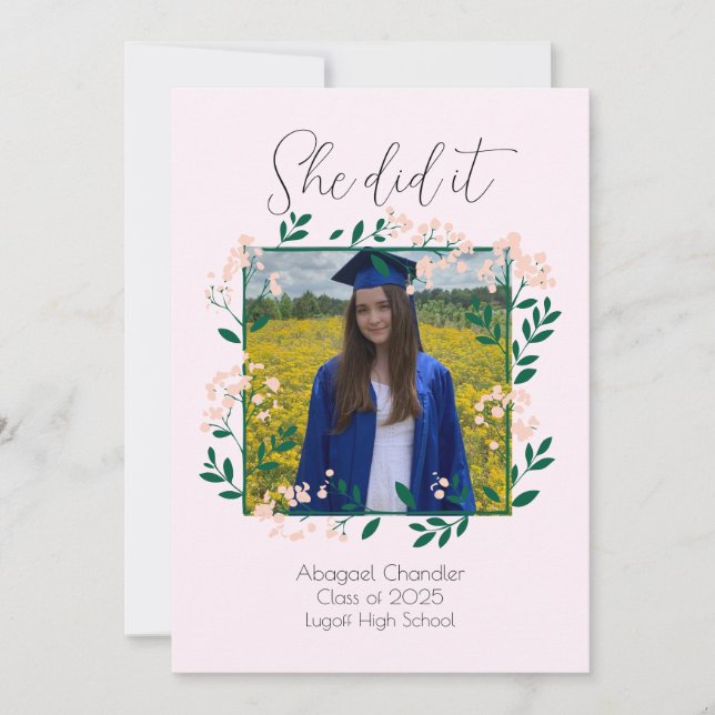 She did it Graduation Announcement! Customizable Invitation (Front)