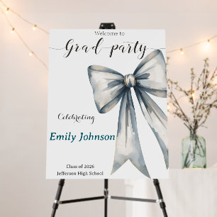 She did it Graduation invitation Photo Blue Bow  Foam Board