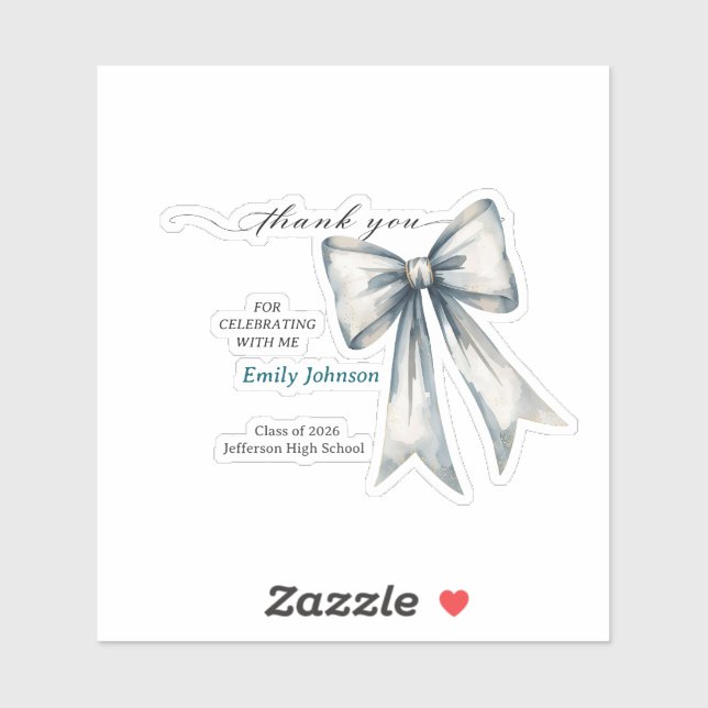 She did it Graduation invitation Photo Blue Bow  Sticker (Sheet)