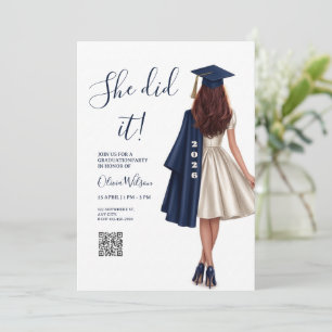 she did it graduation invitations,Girl graduation  Invitation