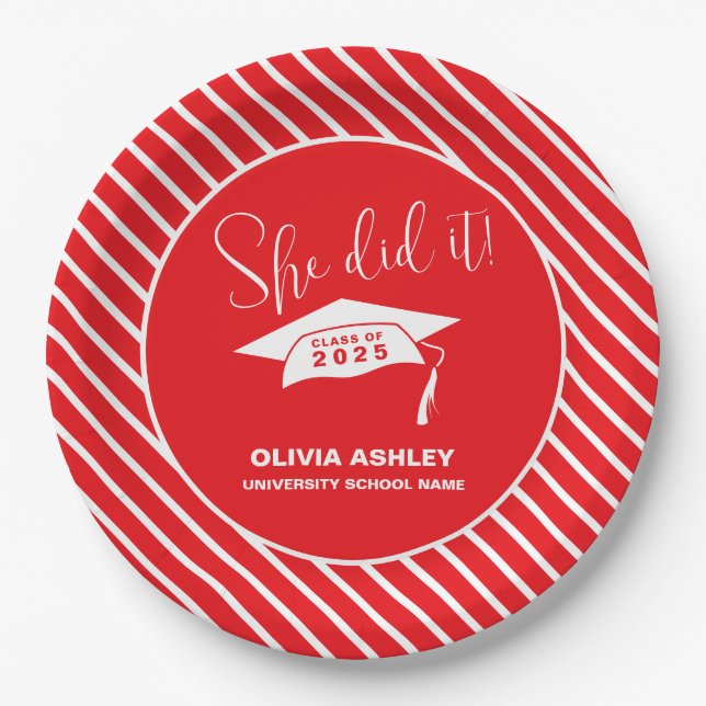 She Did It Graduation Paper Plates (Front)