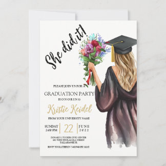 She did it Graduation Party Invitation