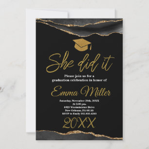 She Did It Graduation Party Invitation