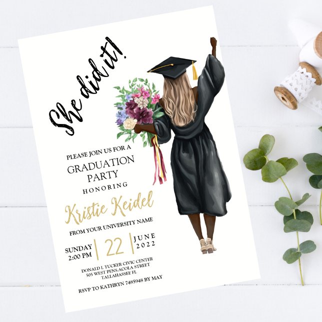 She did it Graduation Party Invitation (Creator Uploaded)