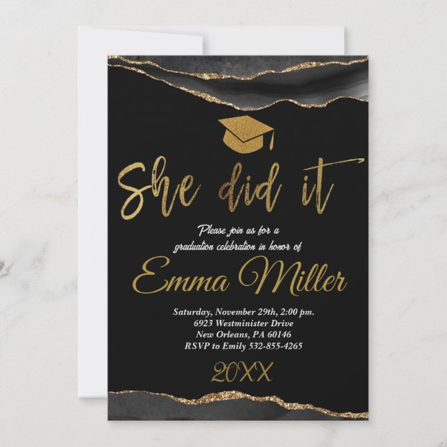 She Did It Graduation Party Invitation (Front)