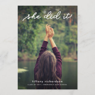 She Did It   Graduation Party Invite with Photo