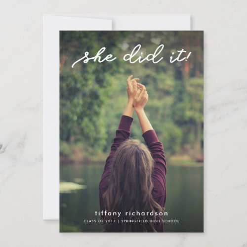 She Did It  Graduation Party Invite with Photo