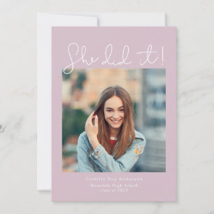 She Did It! Graduation Party Photo Invitation