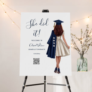 she did it Graduation Sign,Girls graduation party Foam Board