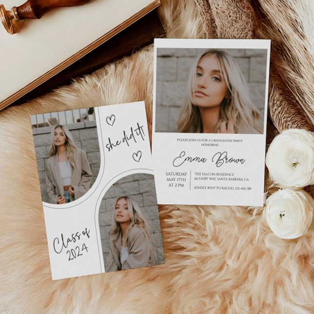 She Did It Invitation, Senior Graduation  Invitation (Creator Uploaded)