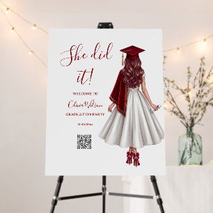 She Did It   Maroon Girl Graduation Party Welcome Foam Board
