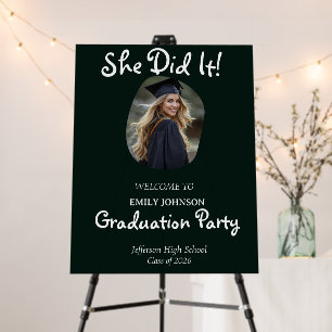 She Did It! Modern Photo Graduation Party  Foam Board