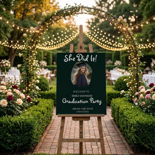 She Did It! Modern Photo Graduation Party Foam Board