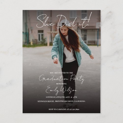 She Did It Multi Photo Graduation Party Invitation