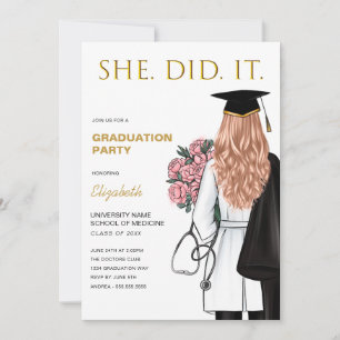 She Did It Nurse Medical School Graduation Invitation