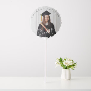 She did it, photo, congratulations to the graduate balloon