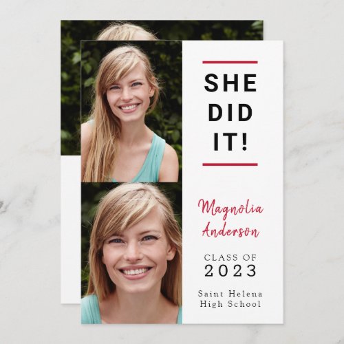 She Did It Photo Graduation Announcement