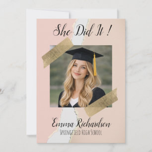 She Did It photo graduation Invitation
