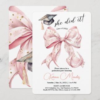 She Did it Rose Gold Graduation Invitation