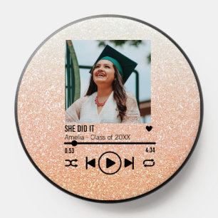She Did It Rose Gold Photo Song Playlist PopSocket